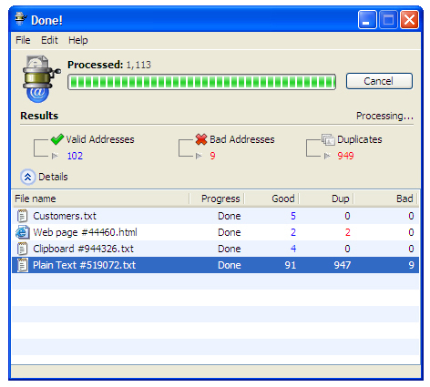 EMail Extractor Screenshot